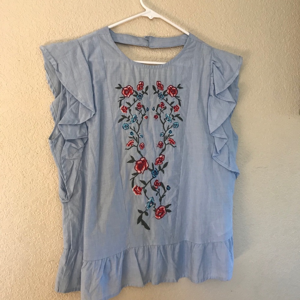 Blue floral shirt